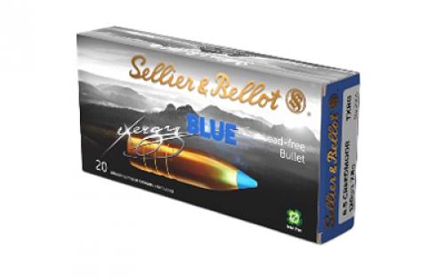 Sellier & Bellot Exergy Blue Bullet, Rifle Ammunition, 6.5 Creedmoor, 120 Grains, Lead Free Tipped Boat Tail, 20 Rounds per Box, 240 Rounds per Case SB65XA