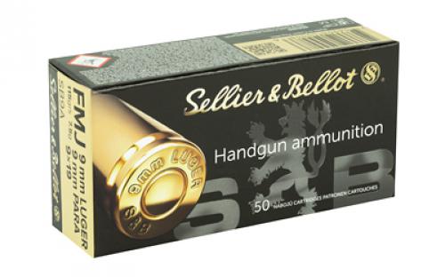 Sellier & Bellot Pistol, 9MM, 115 Grain, Full Metal Jacket, 50 Round Box SB9A