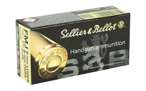 Sellier & Bellot Pistol, 9MM, 124 Grain, Full Metal Jacket, 50 Round Box SB9B