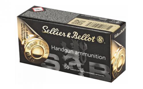 Sellier & Bellot Pistol, 9MM, 124 Grain, Jacketed Hollow Point, 50 Round Box SB9D