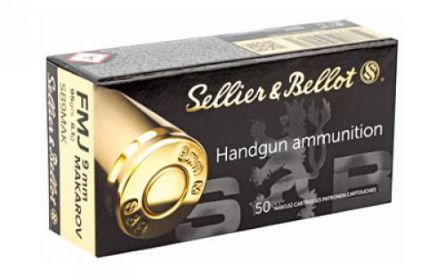 Sellier & Bellot Pistol, 9MM Makarov, 95 Grain, Full Metal Jacket, 50 Round Box SB9MAK