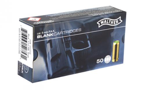 Umarex 9MM Blanks, For use with 9mm PAK self loading replica's only, 50 Round Box 2252753