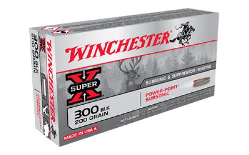 Winchester Ammunition POWER-POINT, SUBSONIC, 300 Blackout, 200 Grain, Ballistic Tip, 20 Round Box X300BLKX