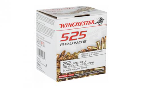 Winchester Ammunition USA, 22LR, 36 Grain, Copper Plated Hollow Point, 525 Round Brick 22LR525HP