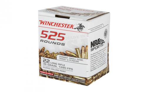 Winchester Ammunition USA, 22LR, 36 Grain, Copper Plated Hollow Point, 525 Round Brick 22LR525HP