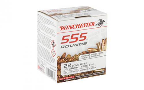 Winchester Ammunition Rimfire, 22LR, 36 Grain, Hollow Point, 555 Round Brick 22LR555HP