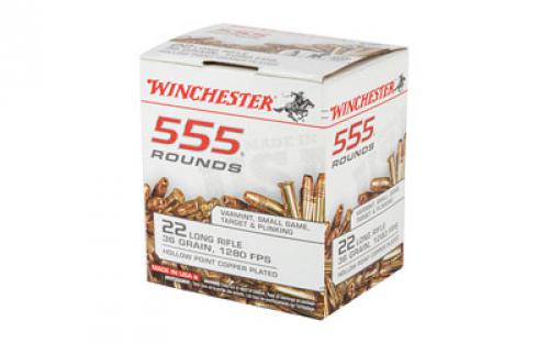 Winchester Ammunition Rimfire, 22LR, 36 Grain, Hollow Point, 555 Round Brick 22LR555HP