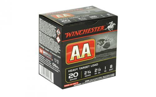 Winchester Ammunition AA Heavy Target Load, 20 Gauge, 2.75", #8, 2.5 Dram 1 oz., Shotshell, 25 Round Box AAH208