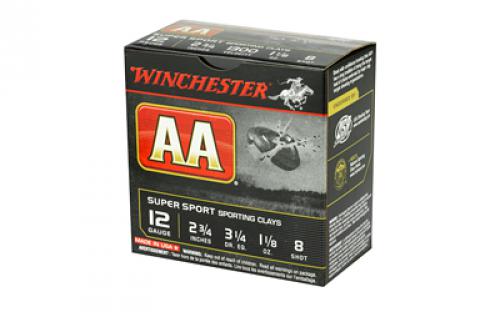 Winchester Ammunition AA Supersport Sporting Clay, 12 Gauge, 2.75", #8, 1.125 oz., Shotshell, 25 Round Box AASC128