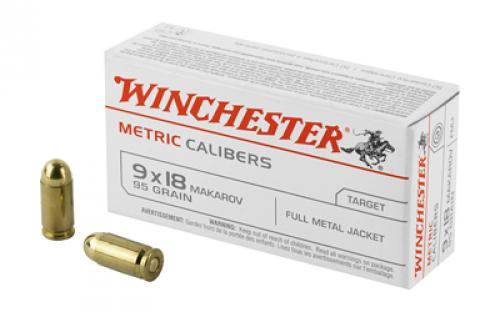 Winchester Ammunition Metric, 9MM Makarov, 95 Grain, Full Metal Jacket, 50 Round Box MC918M