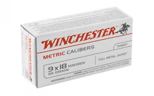 Winchester Ammunition Metric, 9MM Makarov, 95 Grain, Full Metal Jacket, 50 Round Box MC918M