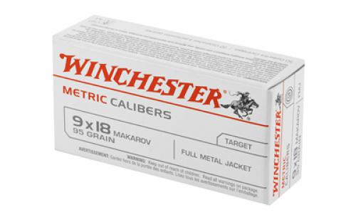 Winchester Ammunition Metric, 9MM Makarov, 95 Grain, Full Metal Jacket, 50 Round Box MC918M