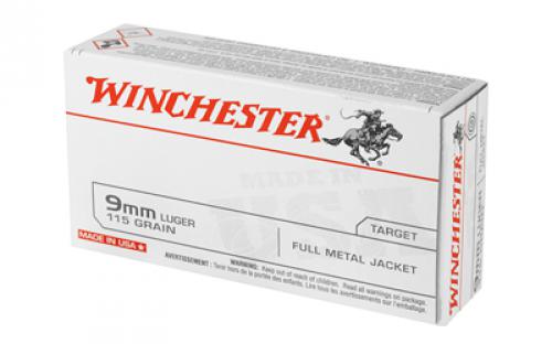 Winchester Ammunition USA, 9MM, 115 Grain, Full Metal Jacket, 50 Round Box Q4172