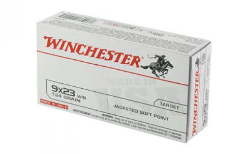 Winchester Ammunition USA, 9X23 WIN, 124 Grain, Jacket Soft Point, 50 Round Box Q4304