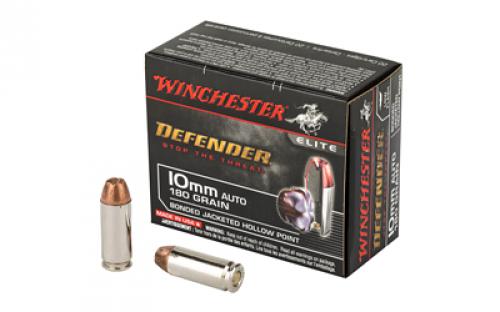 Winchester Ammunition Defender, 10MM, 180 Grain, Bonded Jacketed Hollow Point, 20 Round Box S10MMPDB