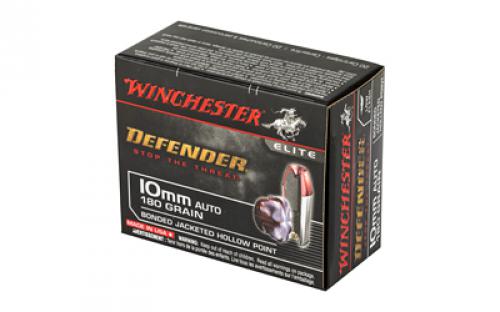 Winchester Ammunition Defender, 10MM, 180 Grain, Bonded Jacketed Hollow Point, 20 Round Box S10MMPDB