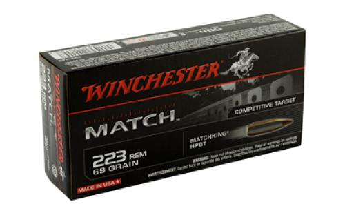 Winchester Ammunition Match, 223 Rem, 69 Grain, Boat Tail, Hollow Point, 20 Round Box S223M2