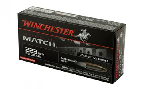 Winchester Ammunition Match, 223 Rem, 69 Grain, Boat Tail, Hollow Point, 20 Round Box S223M2