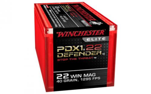 Winchester Ammunition Defender, Supreme Elite, 22WMR, 40 Grain, PDX1, Jacketed Hollow Point, 50 Round Box S22MPDX1