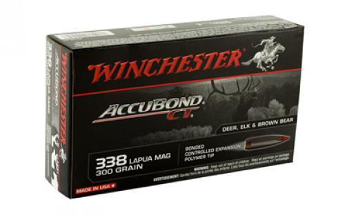 Winchester Ammunition Expedition Big Game, AccuBond CT, 338 Lapua, 300 Grain, Poly Tip, 20 Round Box S338LCT