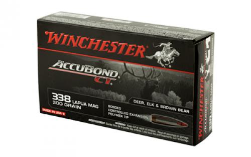 Winchester Ammunition Expedition Big Game, AccuBond CT, 338 Lapua, 300 Grain, Poly Tip, 20 Round Box S338LCT