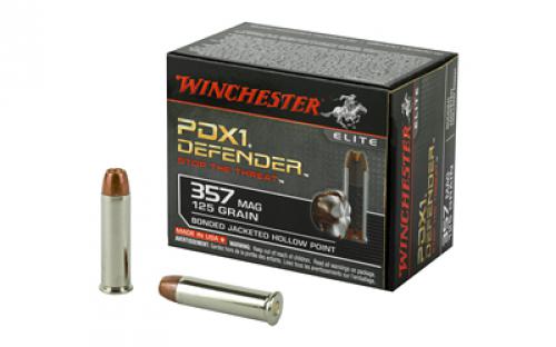 Winchester Ammunition Defender, Supreme Elite, 357MAG, 125 Grain, Bonded Jacketed Hollow Point, PDX1, 20 Round Box S357MPDB