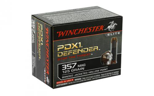 Winchester Ammunition Defender, Supreme Elite, 357MAG, 125 Grain, Bonded Jacketed Hollow Point, PDX1, 20 Round Box S357MPDB