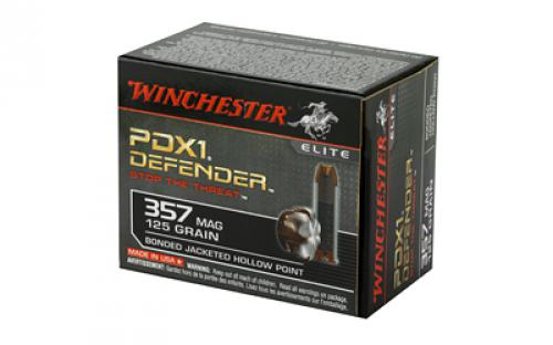 Winchester Ammunition Defender, Supreme Elite, 357MAG, 125 Grain, Bonded Jacketed Hollow Point, PDX1, 20 Round Box S357MPDB