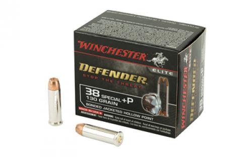 Winchester Ammunition Defender, Supreme Elite, 38 Special, +P 130 Grain, Bonded Jacketed Hollow Point, PDX1, 20 Round Box S38PDB