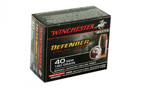 Winchester Ammunition Defender, Supreme Elite, 40S&W, 180 Grain, Jacketed Hollow Point, PDX1, 20 Round Box S40SWPDB1