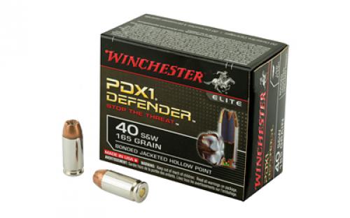 Winchester Ammunition Defender, Supreme Elite, 40S&W, 165 Grain, Bonded Jacketed Hollow Point, PDX1, 20 Round Box S40SWPDB