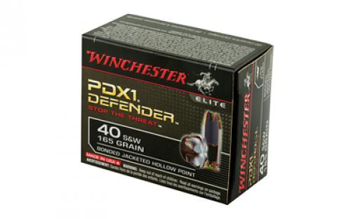 Winchester Ammunition Defender, Supreme Elite, 40S&W, 165 Grain, Bonded Jacketed Hollow Point, PDX1, 20 Round Box S40SWPDB