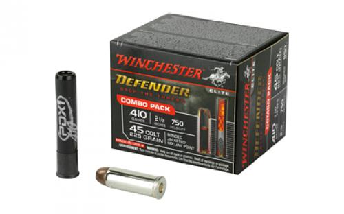 Winchester Ammunition Defender, Supreme Elite, 410 Gauge, 2.5, 45 Colt 225 Grain, Combo Pack, (10) 45LC, (10) 410GA, 20 Round Box S41045PD