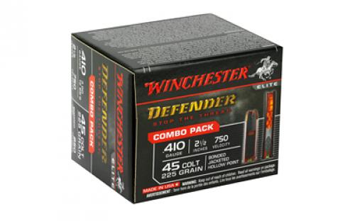 Winchester Ammunition Defender, Supreme Elite, 410 Gauge, 2.5", 45 Colt 225 Grain, Combo Pack, (10) 45LC, (10) 410GA, 20 Round Box S41045PD