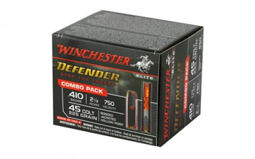 Winchester Ammunition Defender, Supreme Elite, 410 Gauge, 2.5", 45 Colt 225 Grain, Combo Pack, (10) 45LC, (10) 410GA, 20 Round Box S41045PD