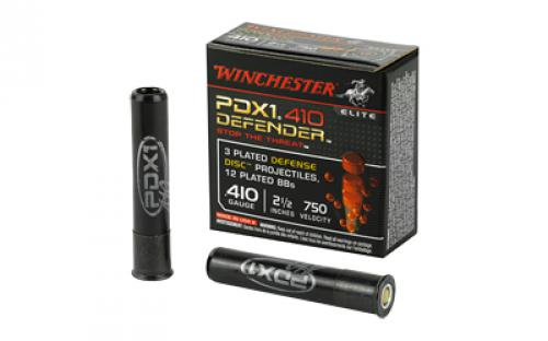 Winchester Ammunition Defender, Supreme Elite, 410 Gauge, 2.5, Buckshot, 3 Defense, Discs/12 BB Pellets, 10 Round Box S410PDX1