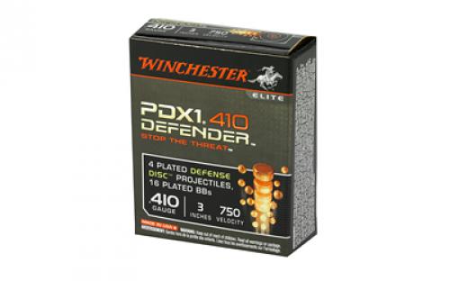 Winchester Ammunition Defender, Supreme Elite, 410 Gauge, 3" Buckshot, 3 Defense Discs, 12 BB Pellets, 10 Round Box S413PDX1