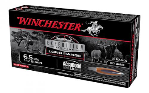 Winchester Ammunition Big Game Long Range, 6.5 PRC, 142Gr, AccuBond LR, 20 Round Box S65PLR