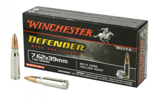 Winchester Ammunition Defender, PDX1, 762X39, 120 Grain, Split Core Hollow Point, 20 Round Box S76239PDB