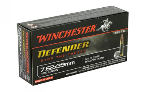 Winchester Ammunition Defender, PDX1, 762X39, 120 Grain, Split Core Hollow Point, 20 Round Box S76239PDB