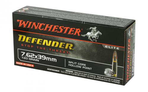 Winchester Ammunition Defender, PDX1, 762X39, 120 Grain, Split Core Hollow Point, 20 Round Box S76239PDB