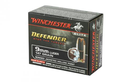 Winchester Ammunition Defender, 9MM, 147 Grain, PDX1, Bonded Jacketed Hollow Point, 20 Round Box S9MMPDB1