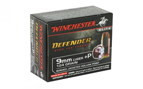 Winchester Ammunition Defender, 9MM +P, 124 Grain, PDX1, Bonded Jacketed Hollow Point, 20 Round Box S9MMPDB