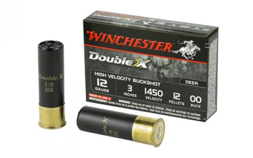 Winchester Ammunition Double X, 12 Gauge, 3, 00 Buck, Buckshot, 12 Pellets, 5 Round Box SB12300