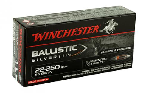 Winchester Ammunition Supreme, 22-250, 55 Grain, Supreme Ballistic Silvertip, 20 Round Box SBST22250B