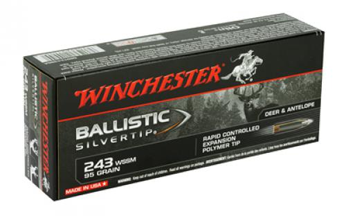 Winchester Ammunition Ballistic Silvertip, 243 Super Short Magnum, 95 Grain, Poly Tip, 20 Round Box SBST243SSA