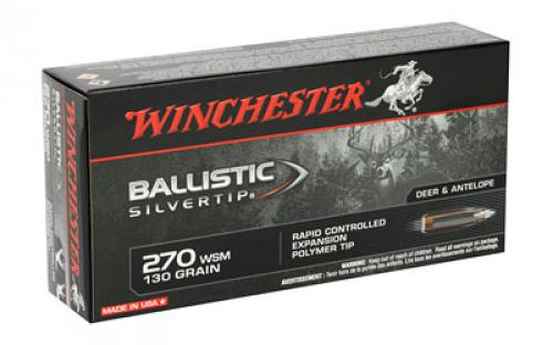 Winchester Ammunition Supreme, 270WSM, 130 Grain, Supreme Ballistic Silvertip, 20 Round Box SBST2705