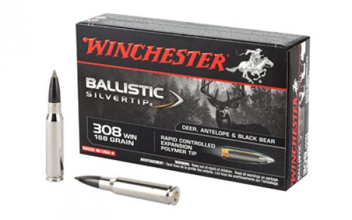 Winchester Ammunition Ballistic Silvertip, 308 Win, 168 Grain, 20 Round Box SBST308A