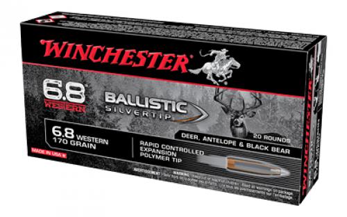 Winchester Ammunition Ballistic Silvertip, 6.8 Western, 170Gr, Ballistic Tip, 20 Round Box SBST68W