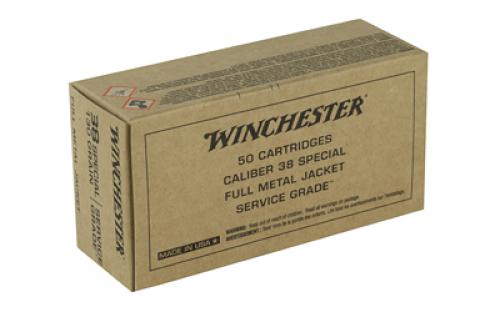 Winchester Ammunition Service Grade, 38 Special, 130 Grain, Full Metal Jacket, 50 Round Box SG38W